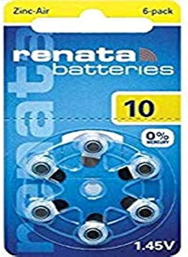 Renata Batteries For Hearing Aids 10 Cards (10) -60 Pieces